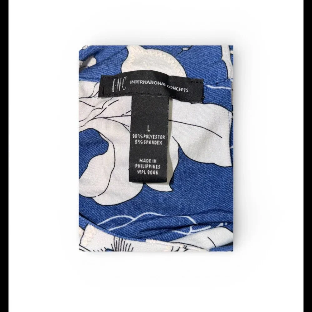 BLUE AND WHITE FLOWER TANK DRESS SHIRT - Picture 4 of 5